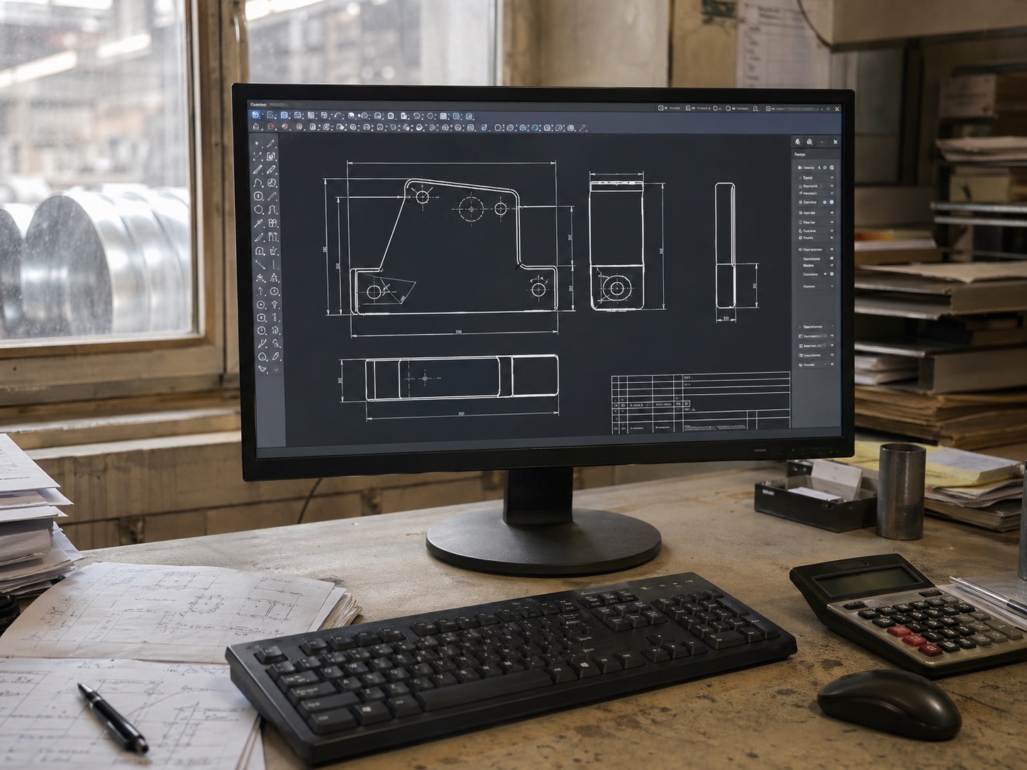 Технический чертёж металлоизделия в CAD-программе